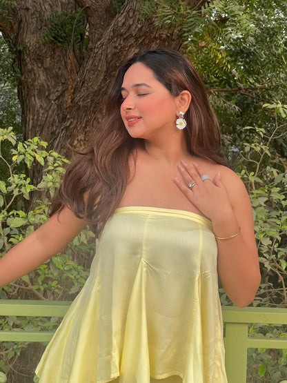 Butter yellow co-ord set styled casually — summer outfit women India Label WildChild