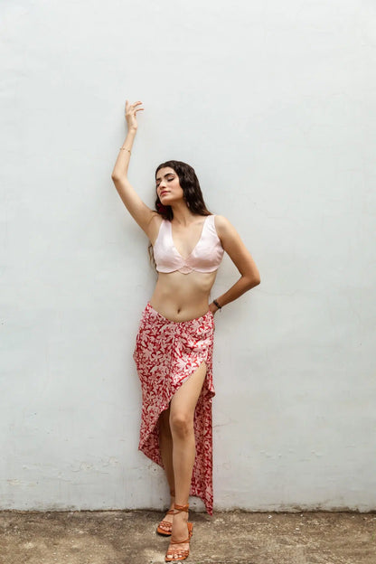 Delilah lace romance top side view — flattering crop cut with custom sizing — Label WildChild India