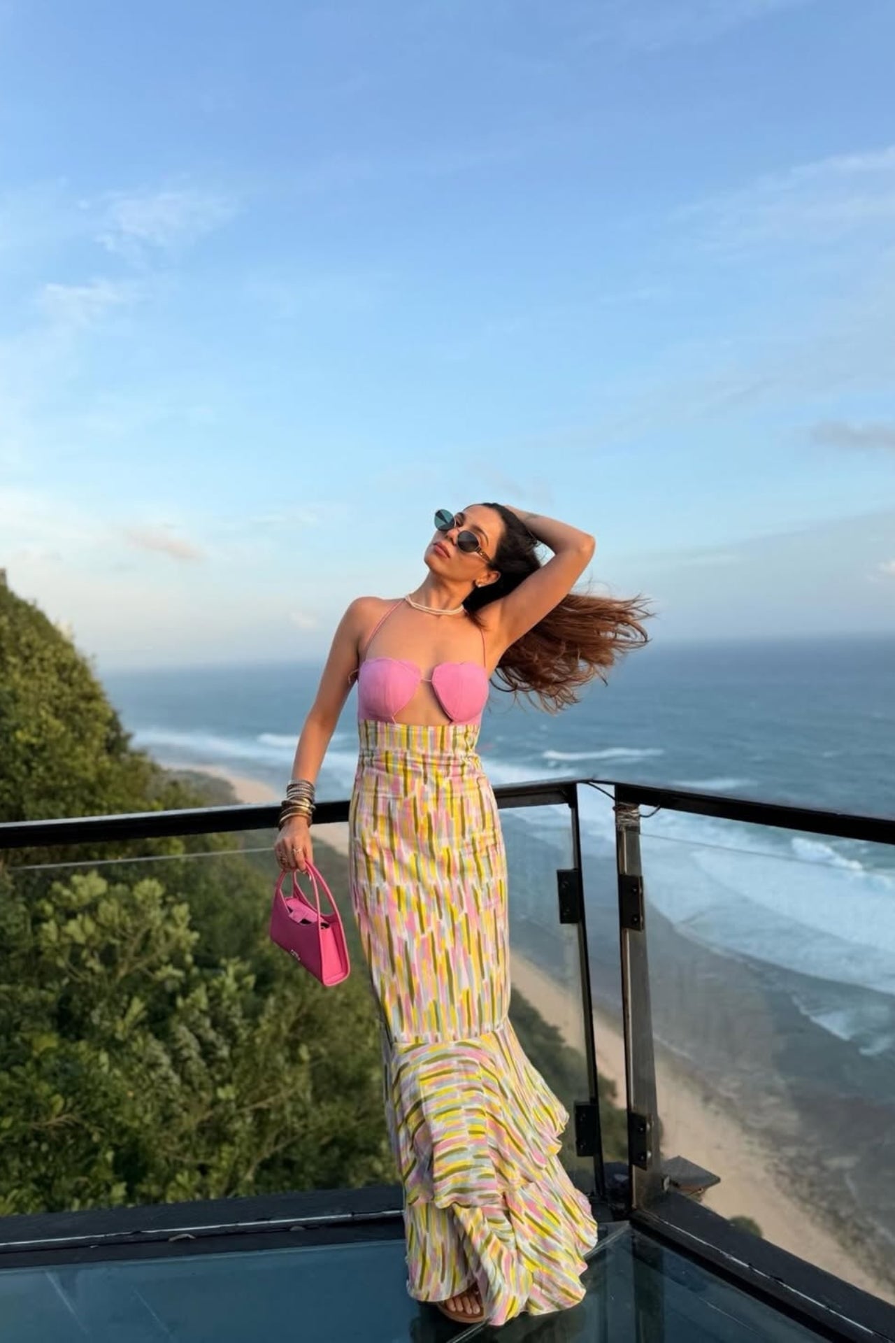 Palak Purswani in Paloma paint stroke print maxi — beach and Bali resort wear, Label WildChild India