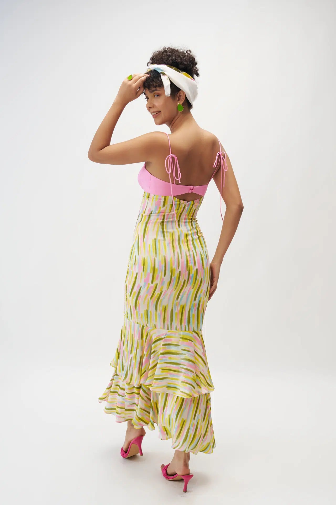 Printed tiered maxi dress women India — modal georgette vacation dress — Label WildChild
