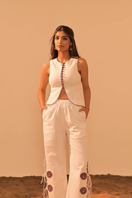 TIMA BOATNECK EMBROIDERED TOP