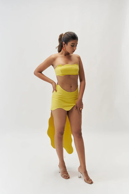 ZIG HI-LOW COTTON SLUB SKIRT