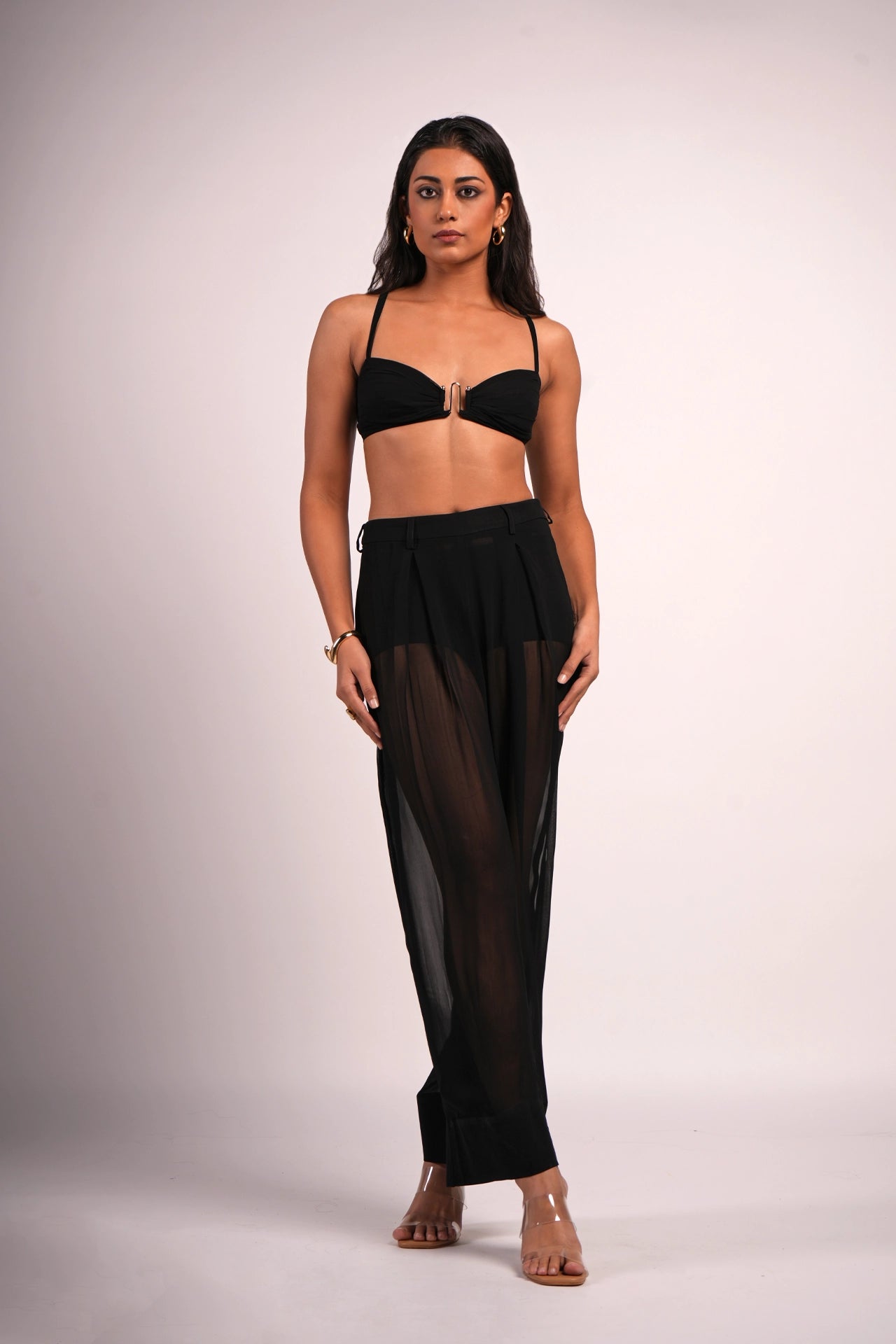 Black Merlot Set — georgette crop top with adjustable tie-up back — co-ord set women India Label WildChild