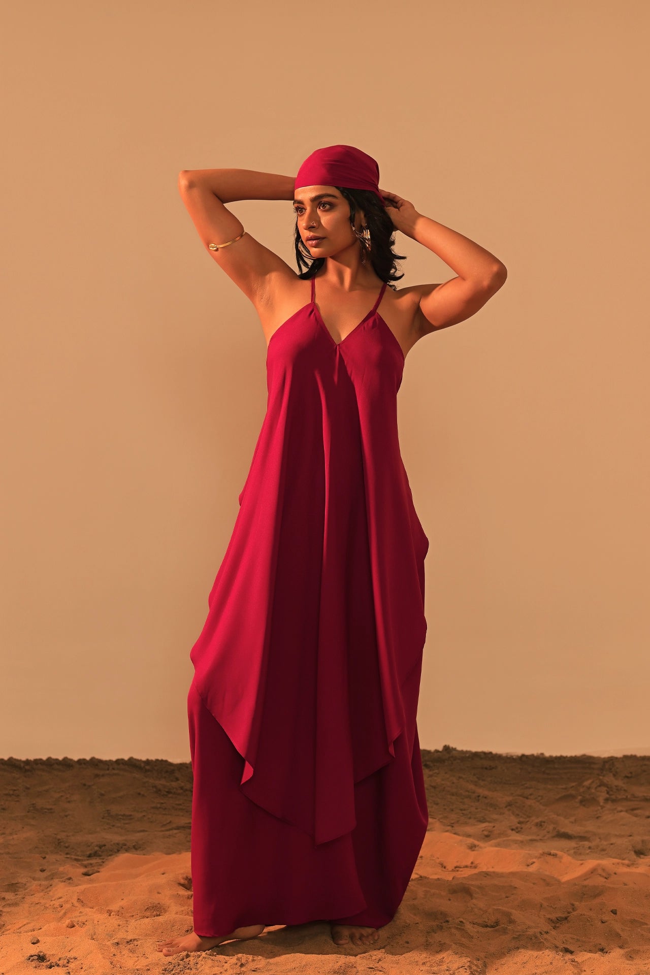 Ember maxi dress styled for brunch — burgundy slip dress women India Label WildChild